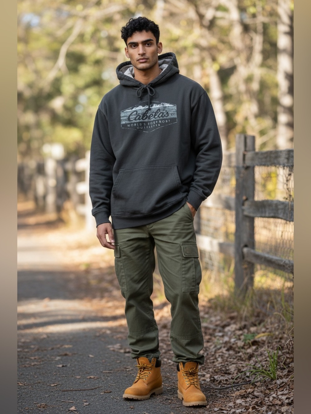 Cabela’s Men’s 2XL Black Faded Graphic Pullover Hoodie Mountain Outdoors